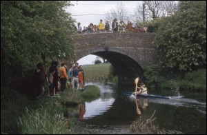 Canoe race in progress along the Ashby Canal, July 1972.    