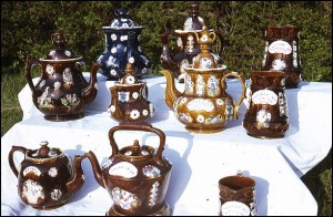 Collection of Measham Ware collected by Tom Henshaw, 1971.    
